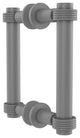 Contemporary 6" Grooved Accent Back to Back Shower Door Pull, Matte Gray
