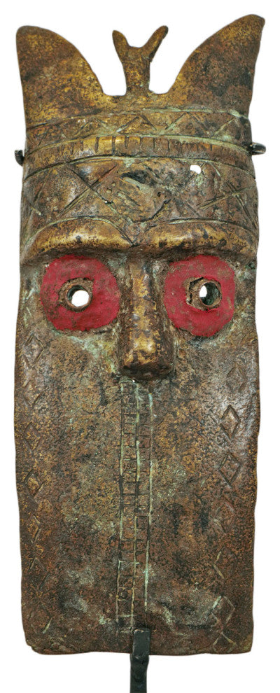 Consigned Bronze Passport Toma Mask on Stand