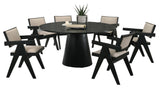 Jasper 7Pc Ebony Black 59"W Round Dining Set with Pedestal Base