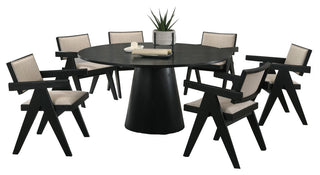 Jasper 7Pc Ebony Black 59"W Round Dining Set with Pedestal Base