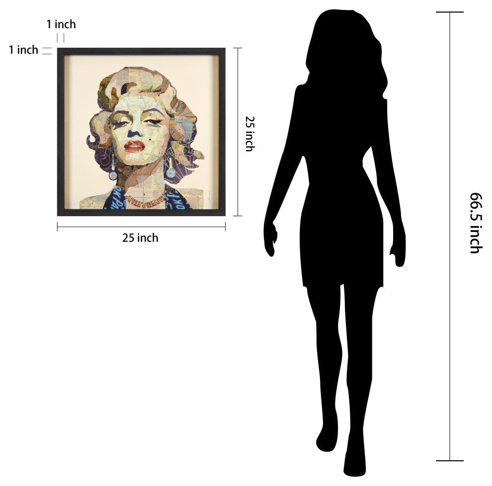 Homage to Marilyn Dimensional Collage Framed Graphic Art Under Glass Wall Art