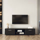 Black TV Stand 2 Storage Cabinet Media Console with open shelves