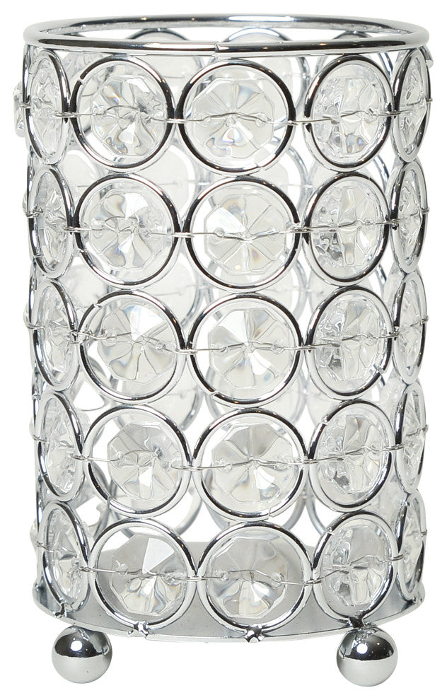 Elipse Crystal Decorative Flower Vase, 5", Chrome