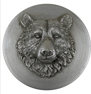 Set of 2 Bear Drapery Medallion Holdback, Pewter