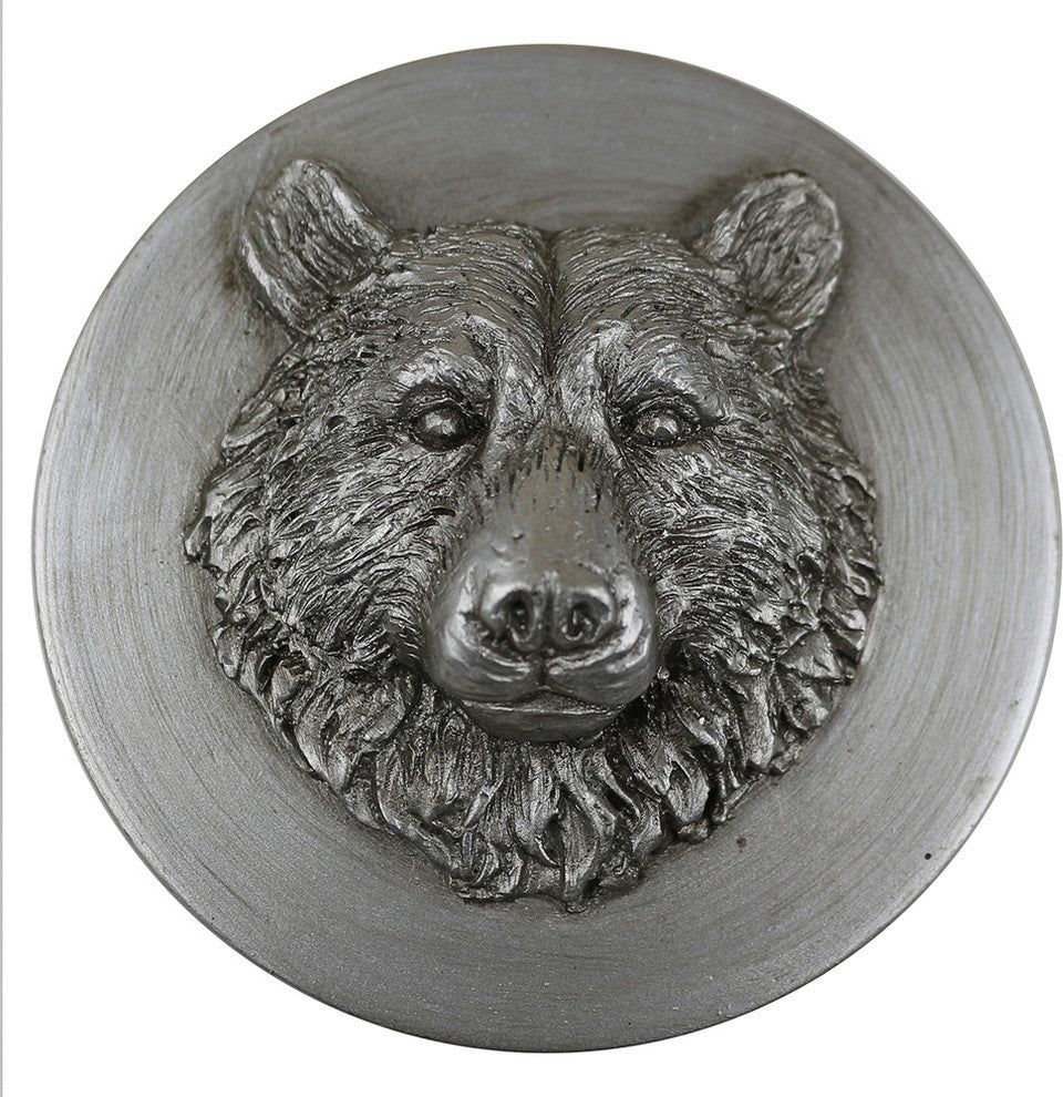 Set of 2 Bear Drapery Medallion Holdback, Pewter