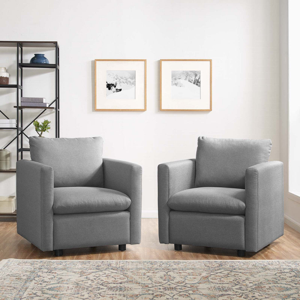 Activate Upholstered Fabric Armchair Set of 2-Light Gray