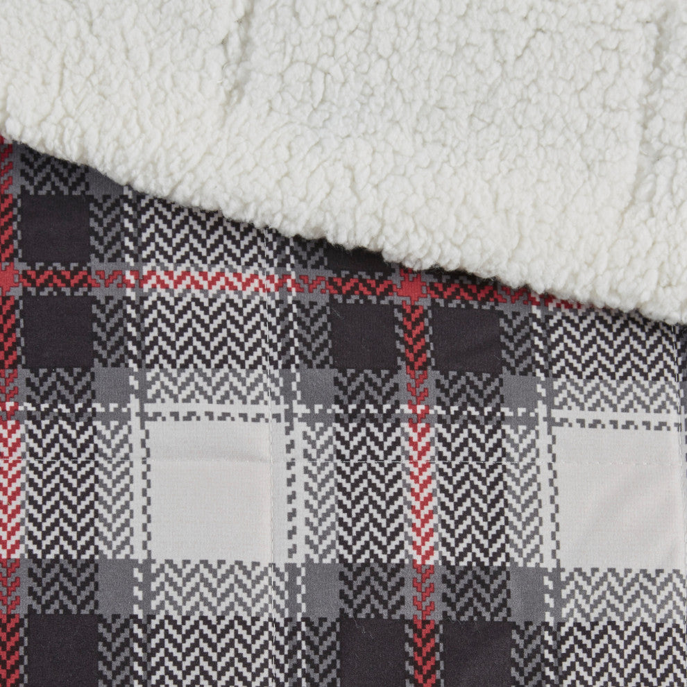 Woolrich Cottage Plaid 50x70" Berber Throw Blanket, Black