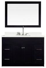 Hamlet 49" Single Sink Vanity Set, Black, With Mirror, Quartz Countertop