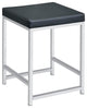 Coaster Afshan Upholstered Faux Leather Vanity Stool with Square Padded in Gray