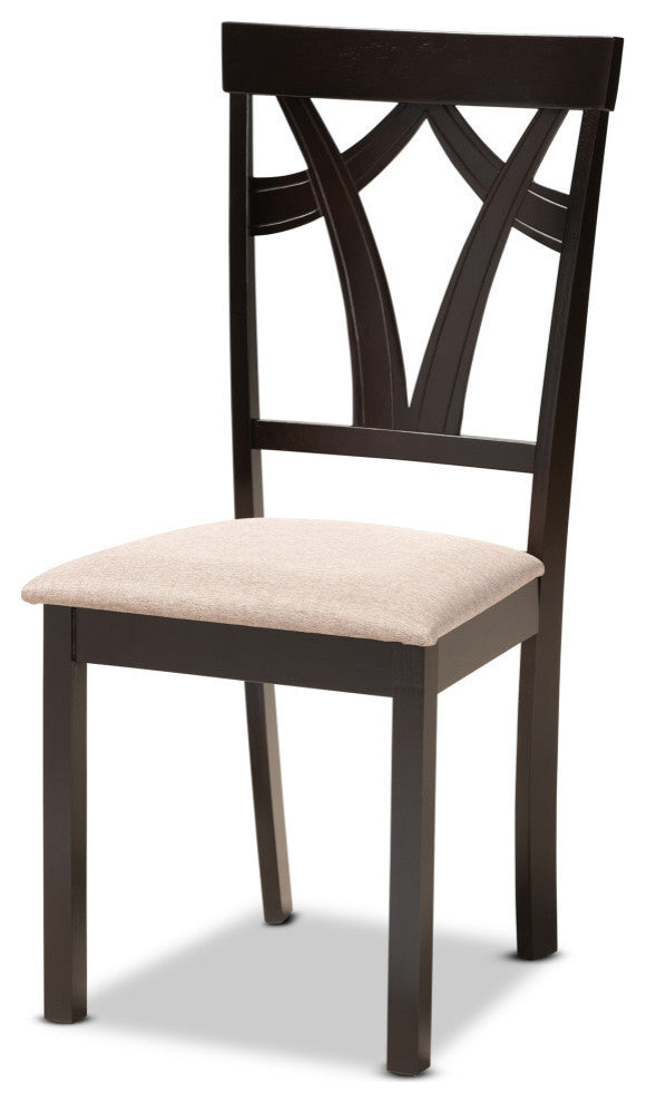 Magellan Sand Upholstered and Dark Brown Wood 5-Piece Dining Set