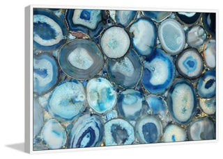 "Blue Geode Bunch" Floater Framed Painting Print on Canvas, 18"x12"