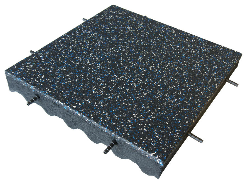 Eco-Safety Interlocking Tiles 3", Blue/White Speckled, 150-Pk