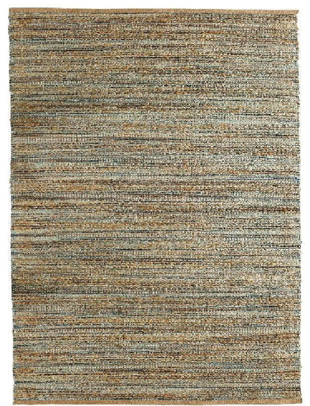 9" x 12" Teal and Natural Braided Jute Area Rug