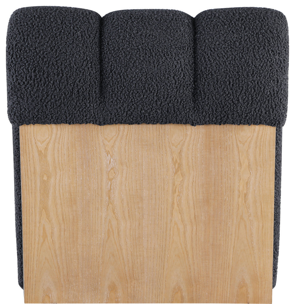 Swoon Faux Sheepskin Upholstered Accent Chair, Black, White Oak Veneer