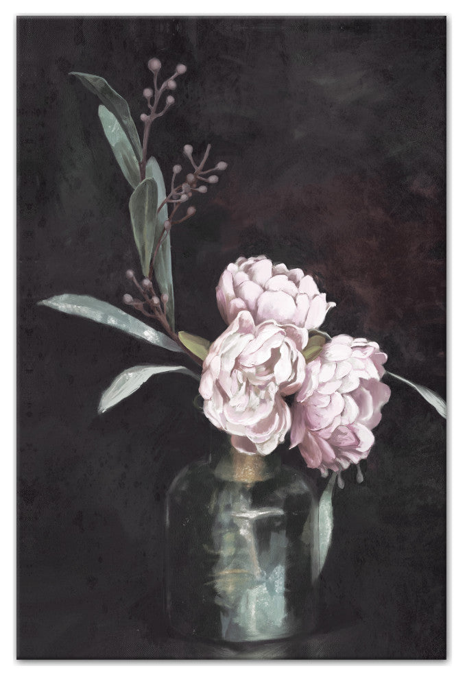 Dramatic Blush Florals 16x24 Canvas Wall Art