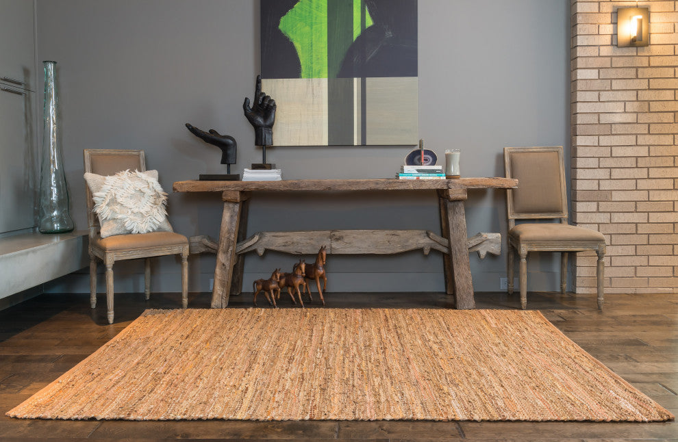 Natural Leather & Jute, Edge Area Rug, Tan, 2'3"x3'9"