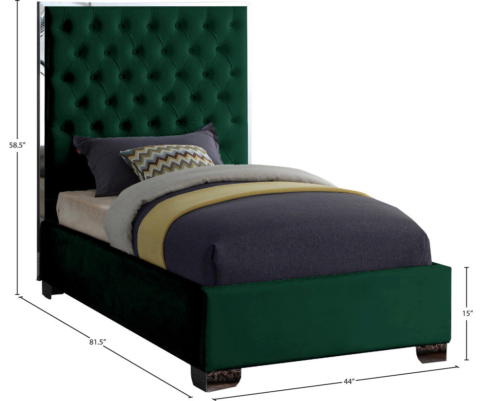 Lexi Velvet Bed, Green, Twin