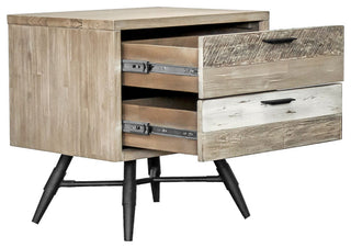 Bridges 2 Drawer Nightstand , Two Tone Acacia Wood