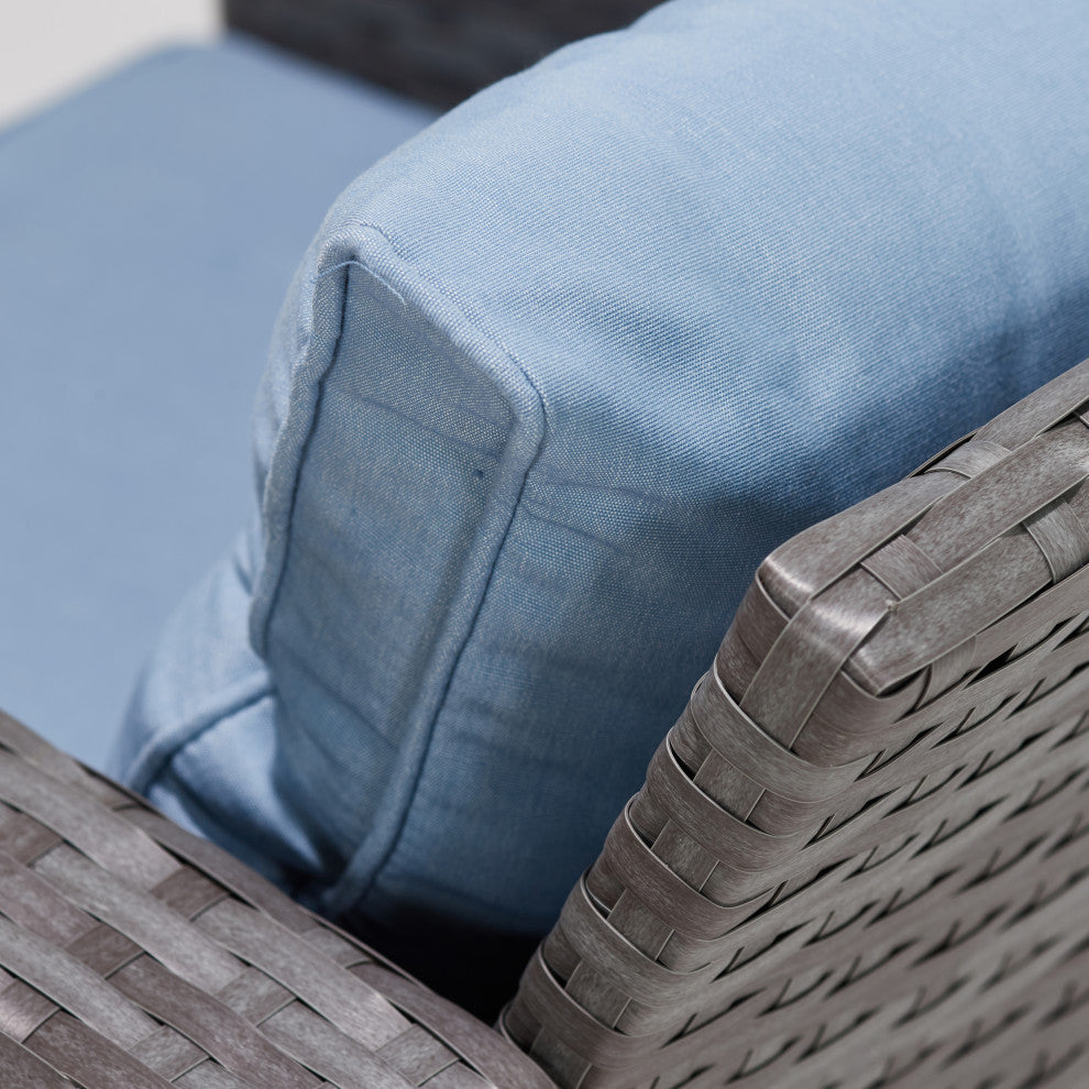Roatan 4-Piece Light Gray Wicker Outdoor Conversation Set with Cushions
