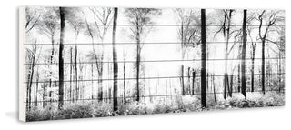 "White Light Forest" Painting Print on White Wood, 45x15