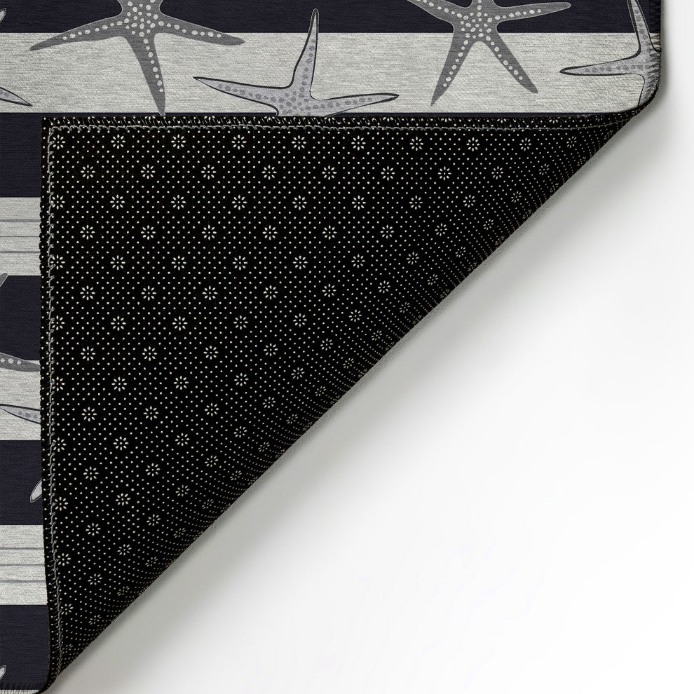 Indoor/Outdoor Seabreeze SZ12 Black Machine Washable 3' x 5' Rug