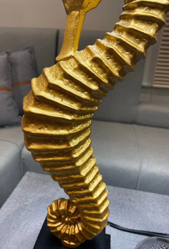 Set of 2 Seahorse Table Lamps, Gold