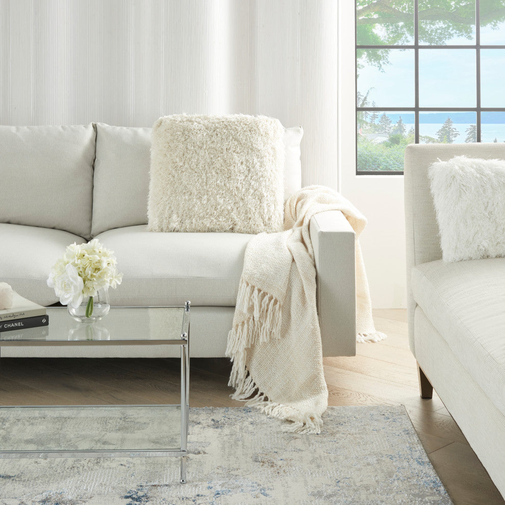 Mina Victory TL004 Throw Pillow, Cream, 20" x 20"