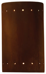 Ambiance Small Cylinder/Perfs, Closed Top Outdoor Wall Sconce, Rust, LED