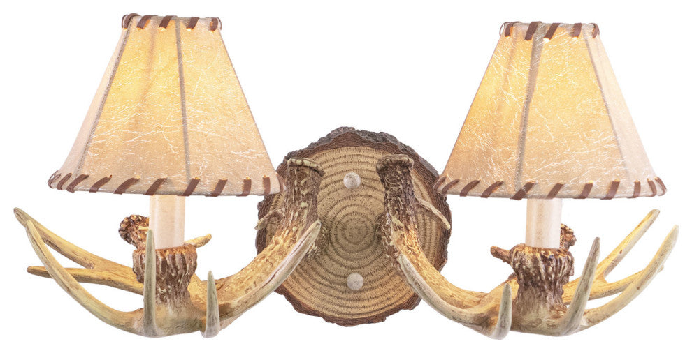 Lodge 2-Light Antler Wall Light Noachian Stone