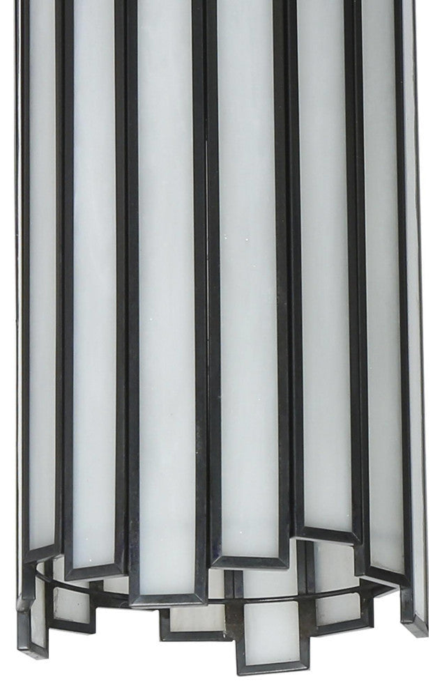 LNC 1-Light Modern Cylinder/Drum Glass Kitchen Pendant Lighting, White & Black