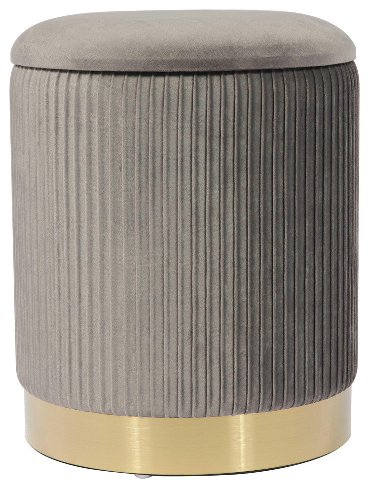Zoe Grey Velvet Storage Ottoman
