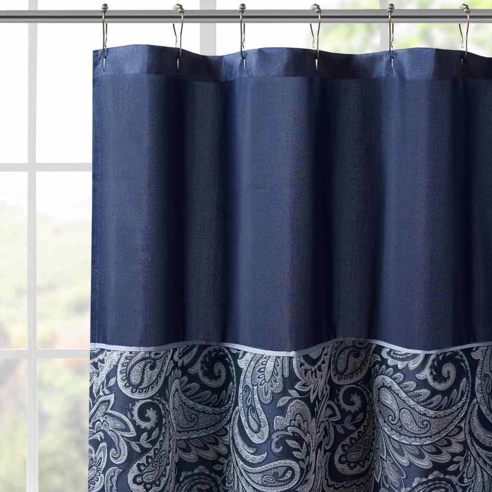 Madison Park Aubrey Shower Curtain, Navy, 72x72"