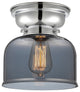 Large Bell 1-Light Flush Mount, Polished Chrome, Plated Smoke