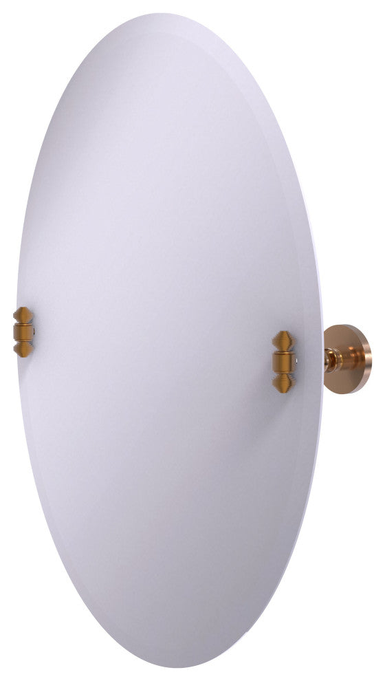Frameless Oval Beveled Edge Tilt Mirror, Brushed Bronze
