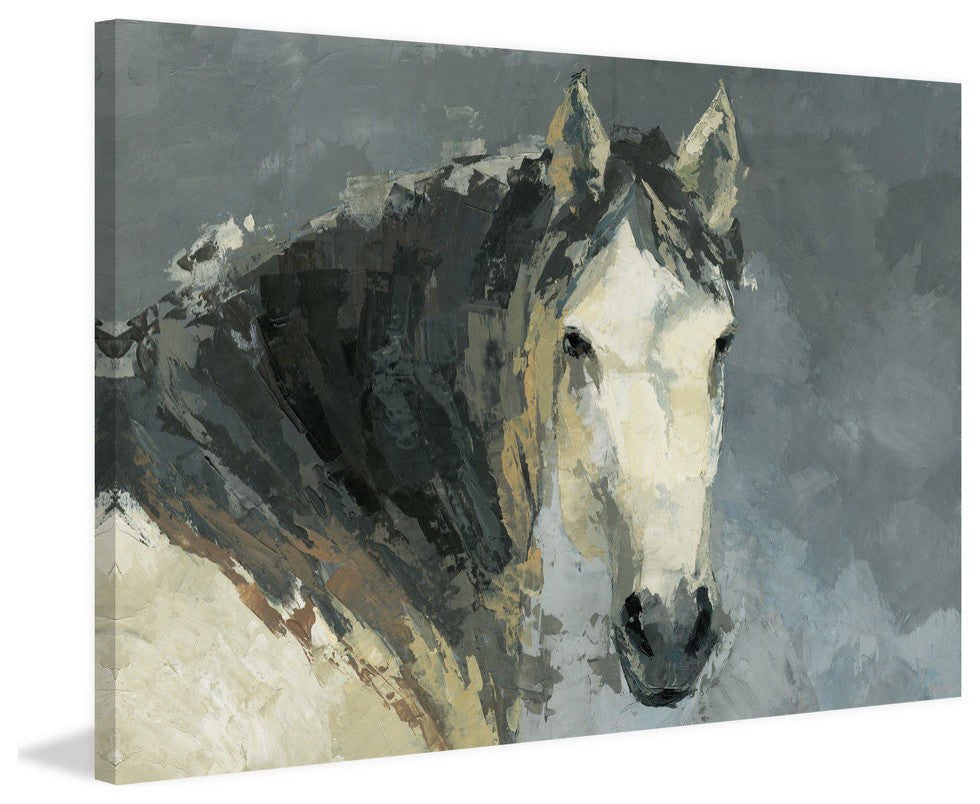 "Dark-Haired Horse" Painting Print on Wrapped Canvas, 60"x40"