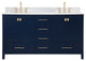 Elegant VF18860DBL-BS 60"Double Bathroom Vanity, Blue With Backsplash
