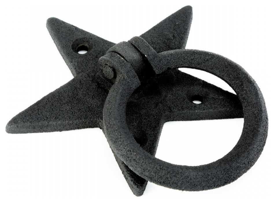 Cabinet Drawer Ring Pull Black Iron Southern Star Hardware Included Pack of 6