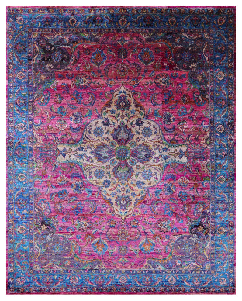 Hand Knotted Persian Silk Rug 7' 10" X 9' 10" Q5953