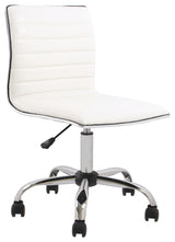 Filipe Low-Back Armless Office Chair, White and Chrome