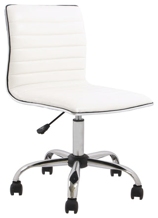 Filipe Low-Back Armless Office Chair, White and Chrome
