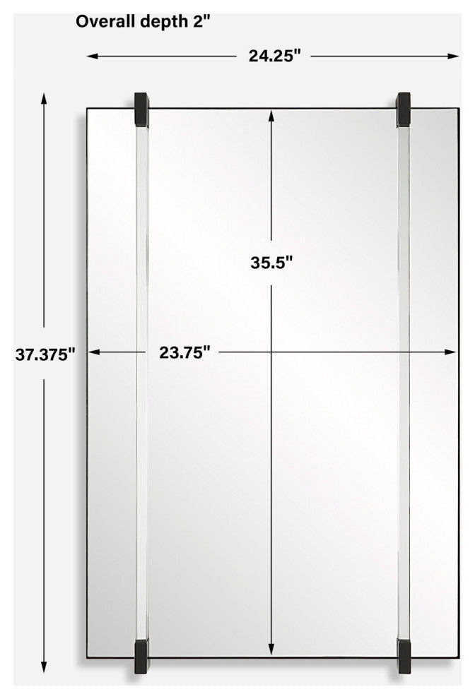 Uttermost 09937 Ladonna 24-1/4"W x 37-3/8"H Rectangular Flat - Black