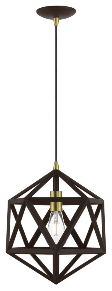 Ashland 1 Light Bronze With Antique Brass Accents Pendant