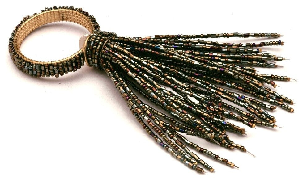 Set of 4 Brown Beaded Spray Napkin Rings