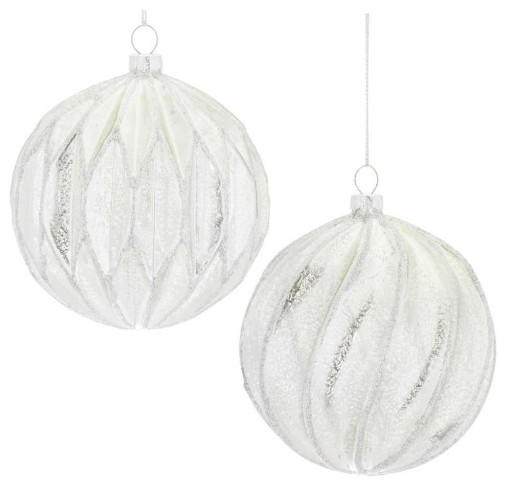 Ribbed Mercury Glass Ball Ornament, Set of 6