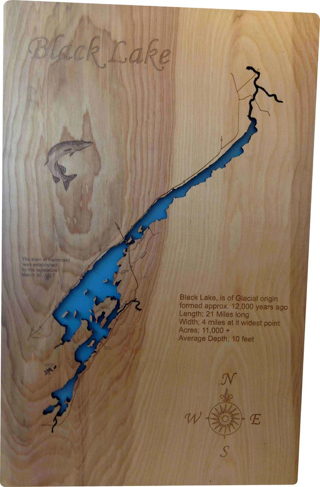 Black Lake, New York-Wood Lake Map, Medium Standout