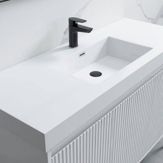 Flutie 48" Bathroom Vanity Set, White, Single Resin White Sink