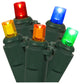 Multi-Color LED Wide Angle Christmas Lights, Green Wire, Set of 60