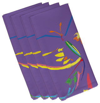 Polyester Decorative Napkin, Butterfly, Blue, Set of 4