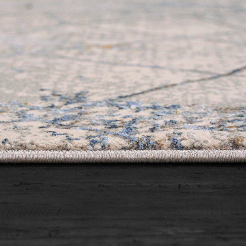 Dynamic Rugs Gold Polyester Area Rug 1352-897 Cream/Silver/Gold, 7'x10'