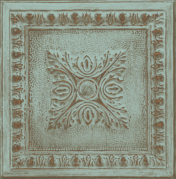 Tin Tile Pattern Wallpaper, Turquoise, Bolt